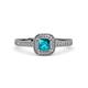 3 - Aellai Princess Cut London Blue Topaz and Diamond Halo Engagement Ring 