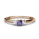 1 - Eadlin Princess Cut Iolite and Diamond Three Stone Engagement Ring 