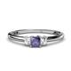 1 - Eadlin Princess Cut Iolite and Diamond Three Stone Engagement Ring 