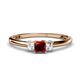 1 - Eadlin Princess Cut Red Garnet and Diamond Three Stone Engagement Ring 