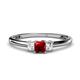 1 - Eadlin Princess Cut Ruby and Diamond Three Stone Engagement Ring 