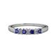 1 - Evia 2.50 mm Princess Cut Blue Sapphire and Diamond 7 Stone Wedding Band 