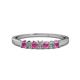 1 - Evia 2.50 mm Princess Cut Pink Sapphire and Diamond 7 Stone Wedding Band 