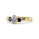 1 - Caron 0.70 ctw Natural GIA Certified Diamond Oval Shape (6x4 mm) and Side Blue Sapphire Three Stone Ring  