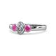 1 - Caron 0.72 ctw Natural GIA Certified Diamond Oval Shape (6x4 mm) and Side Pink Sapphire Three Stone Ring  