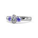 1 - Caron 0.70 ctw Natural GIA Certified Diamond Oval Shape (6x4 mm) and Side Tanzanite Three Stone Ring  