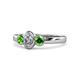 1 - Caron 0.74 ctw Natural GIA Certified Diamond Oval Shape (6x4 mm) and Side Green Garnet Three Stone Ring  