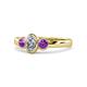 1 - Caron 0.68 ctw Natural GIA Certified Diamond Oval Shape (6x4 mm) and Side Amethyst Three Stone Ring  