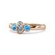 1 - Caron 0.68 ctw Natural GIA Certified Diamond Oval Shape (6x4 mm) and Side Blue Topaz Three Stone Ring  
