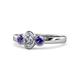 1 - Caron 0.68 ctw Natural GIA Certified Diamond Oval Shape (6x4 mm) and Side Iolite Three Stone Ring  