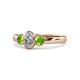 1 - Caron 0.74 ctw Natural GIA Certified Diamond Oval Shape (6x4 mm) and Side Peridot Three Stone Ring  