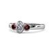 1 - Caron 0.74 ctw Natural GIA Certified Diamond Oval Shape (6x4 mm) and Side Red Garnet Three Stone Ring  
