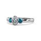 1 - Caron 0.70 ctw Natural GIA Certified Diamond Oval Shape (6x4 mm) and Side Blue Diamond Three Stone Ring  