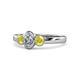 1 - Caron 0.70 ctw Natural GIA Certified Diamond Oval Shape (6x4 mm) and Side Yellow Diamond Three Stone Ring  