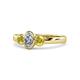 1 - Caron 0.72 ctw Natural GIA Certified Diamond Oval Shape (6x4 mm) and Side Yellow Sapphire Three Stone Ring  