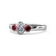 1 - Caron 0.72 ctw Natural GIA Certified Diamond Oval Shape (6x4 mm) and Side Ruby Three Stone Ring  