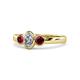 1 - Caron 0.72 ctw Natural GIA Certified Diamond Oval Shape (6x4 mm) and Side Ruby Three Stone Ring  