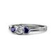 1 - Irina Diamond and Blue Sapphire Three Stone Engagement Ring 