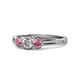 1 - Irina Diamond and Rhodolite Garnet Three Stone Engagement Ring 