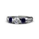 1 - Raea 1.13 ctw Natural Diamond (5.00 mm) With Blue Sapphire Three Stone Ring  