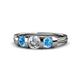 1 - Raea Diamond and Blue Topaz Three Stone Engagement Ring 