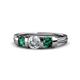 1 - Raea 1.13 ctw Natural Diamond (5.00 mm) With Emerald Three Stone Ring  