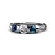 1 - Raea 1.10 ctw Natural Diamond (5.00 mm) With Blue Diamond Three Stone Ring  