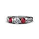 1 - Raea 1.13 ctw Natural Diamond (5.00 mm) With Ruby Three Stone Ring  