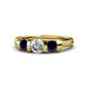 1 - Raea 1.13 ctw Natural Diamond (5.00 mm) With Blue Sapphire Three Stone Ring  