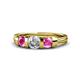 1 - Raea 1.13 ctw Natural Diamond (5.00 mm) With Pink Sapphire Three Stone Ring  