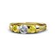 1 - Raea 1.13 ctw Natural Diamond (5.00 mm) With Yellow Sapphire Three Stone Ring  