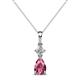 1 - Zaila Pear Cut Pink Tourmaline and Diamond Two Stone Pendant 