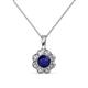 1 - Urania Blue Sapphire and Diamond Floral Halo Pendant 