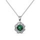 1 - Urania Emerald and Diamond Floral Halo Pendant 