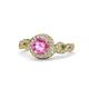1 - Hana Signature Pink Sapphire and Diamond Halo Engagement Ring 