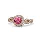 1 - Hana Signature Pink Tourmaline and Diamond Halo Engagement Ring 