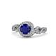 1 - Hana Signature Blue Sapphire and Diamond Halo Engagement Ring 