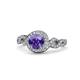 1 - Hana Signature Iolite and Diamond Halo Engagement Ring 