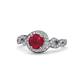 1 - Hana Signature Ruby and Diamond Halo Engagement Ring 