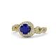 1 - Hana Signature Blue Sapphire and Diamond Halo Engagement Ring 