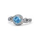 1 - Hana Signature Blue Topaz and Diamond Halo Engagement Ring 