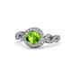 1 - Hana Signature Peridot and Diamond Halo Engagement Ring 