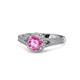1 - Levana Signature Pink Sapphire and Diamond Halo Engagement Ring 