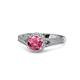 1 - Levana Signature Round Pink Tourmaline and Diamond Halo Engagement Ring 