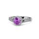 1 - Levana Signature Amethyst and Diamond Halo Engagement Ring 