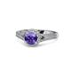 1 - Levana Signature Diamond and Iolite Halo Engagement Ring 