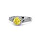 1 - Levana Signature Round Yellow Sapphire and Diamond Halo Engagement Ring 