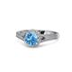 1 - Levana Signature Blue Topaz and Diamond Halo Engagement Ring 