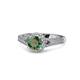 1 - Levana Signature Diamond and Lab Created Alexandrite Halo Engagement Ring 
