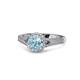 1 - Levana Signature Aquamarine and Diamond Halo Engagement Ring 